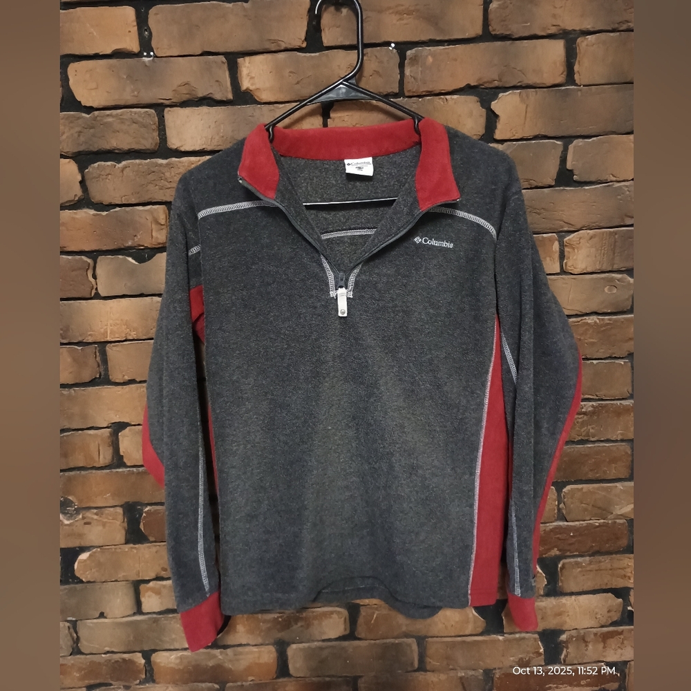 Columbia Kids 14/16 Gray And Red Fleece Sweatshirt